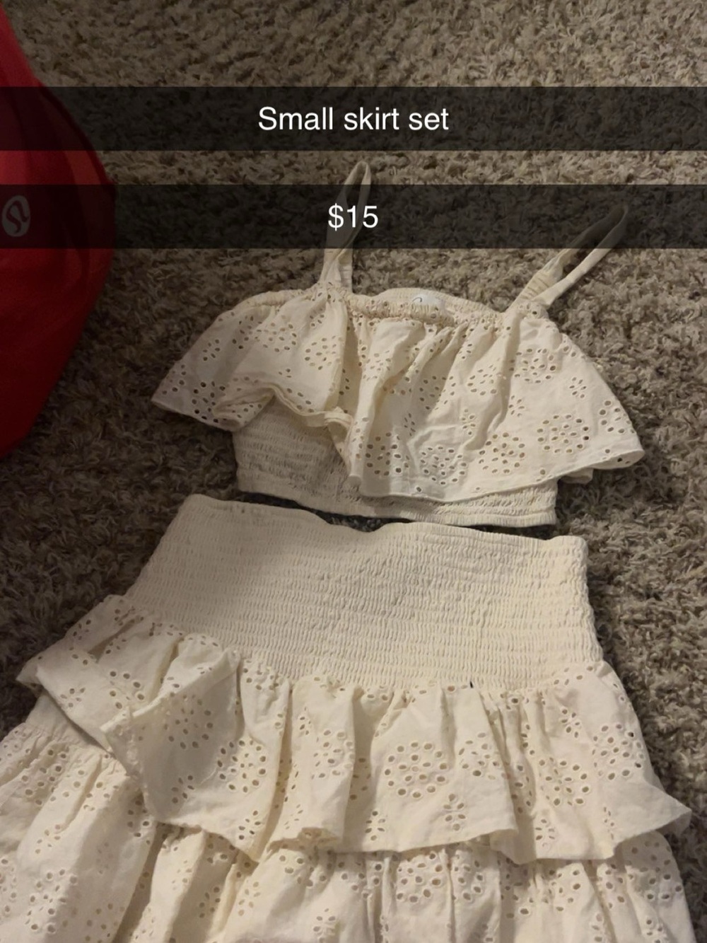 White Eyelet Two-Piece Skirt Set